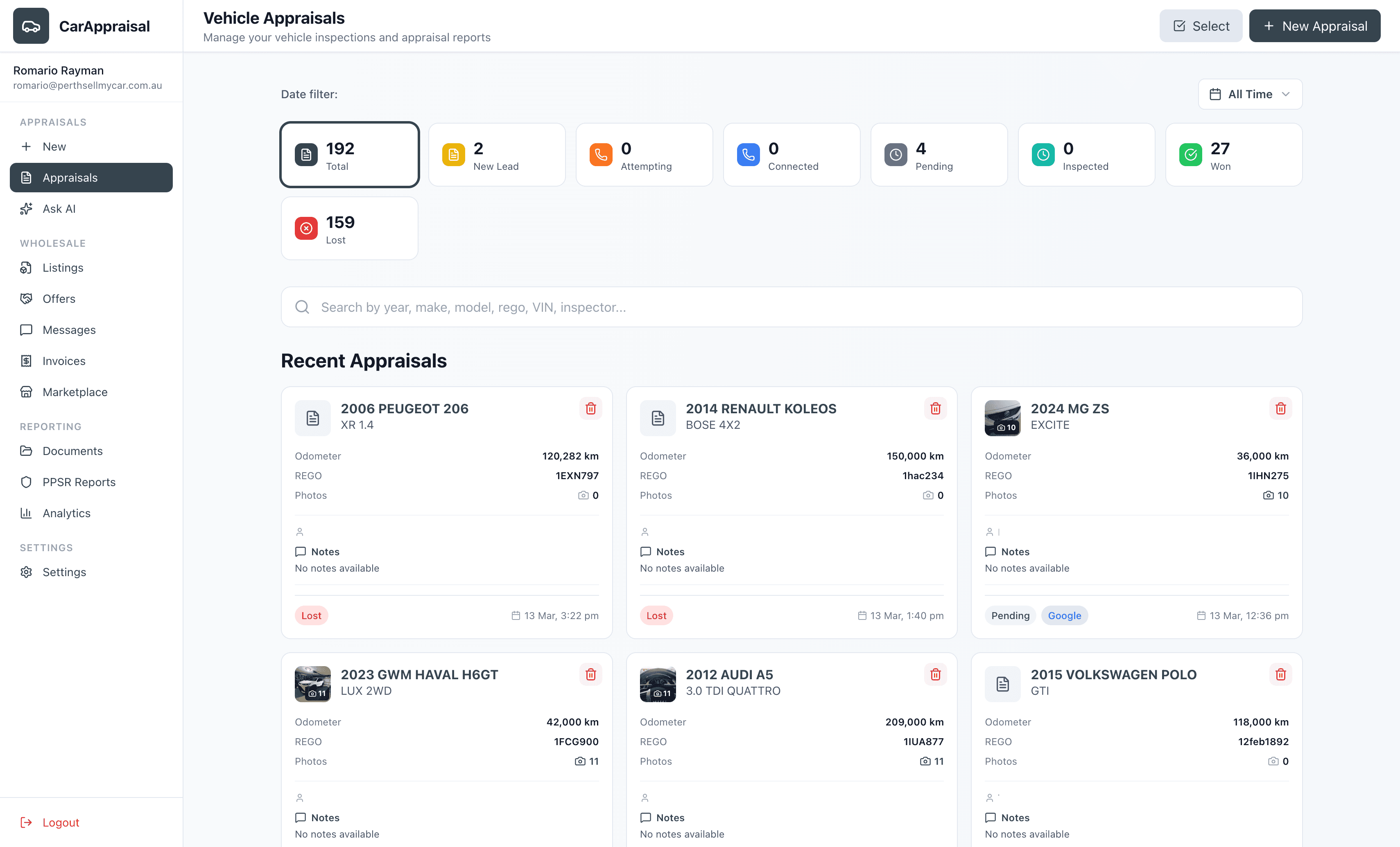 CarAppraisal Dashboard
